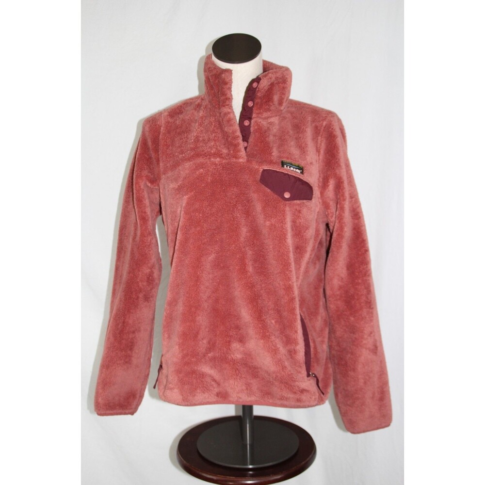 L.L. Bean Pullover Women's Rust Hi-Pile Fleece Warm Hiking Outdoor Cozy Small